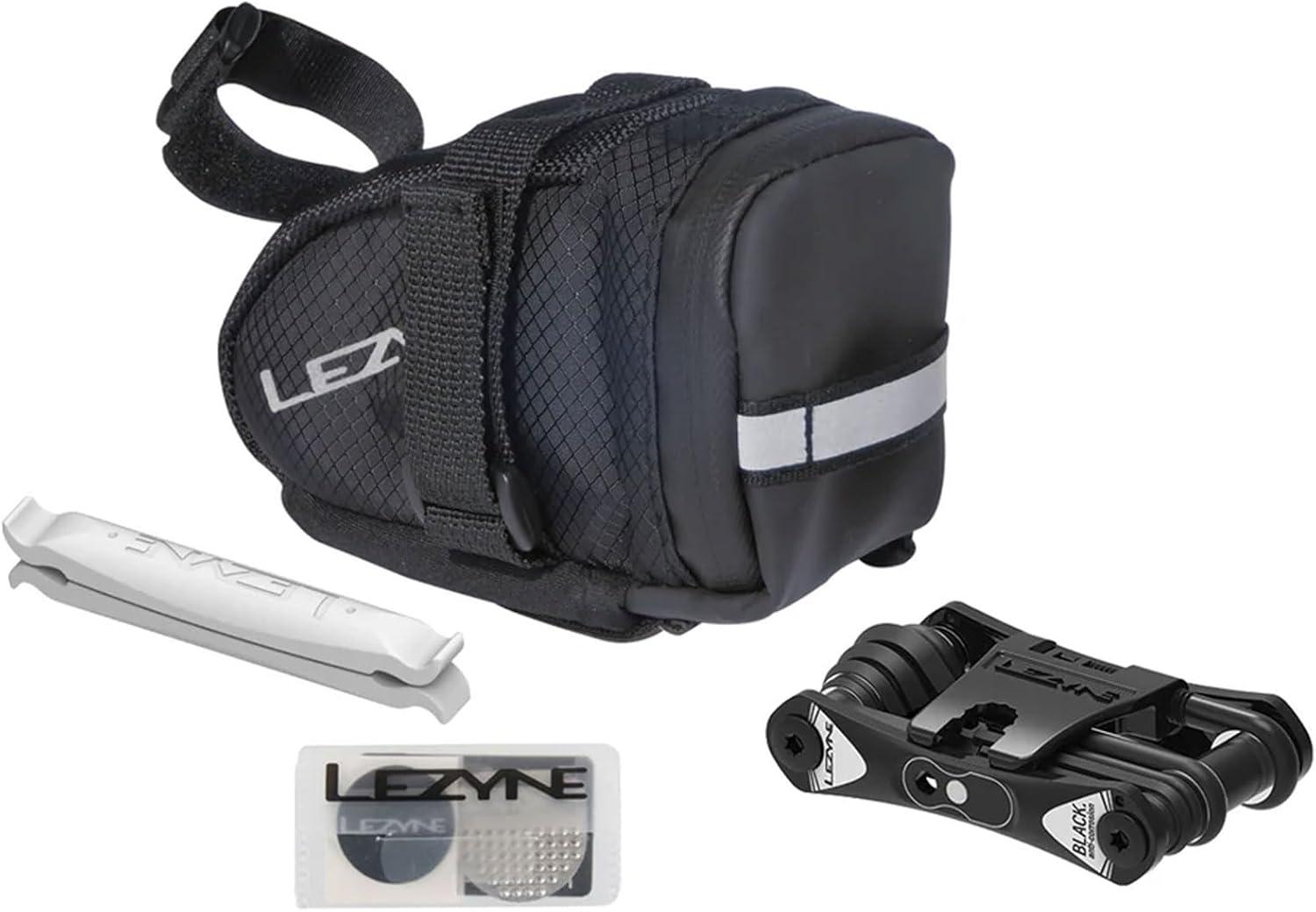 imageLEZYNE Caddy Bike Saddle Bag Durable Nylon Cycling Storage Bag with VelcroQuick Release Mount Reflective Accents WaterResistant Zipper for Road Bikes ampamp CommutersMedium