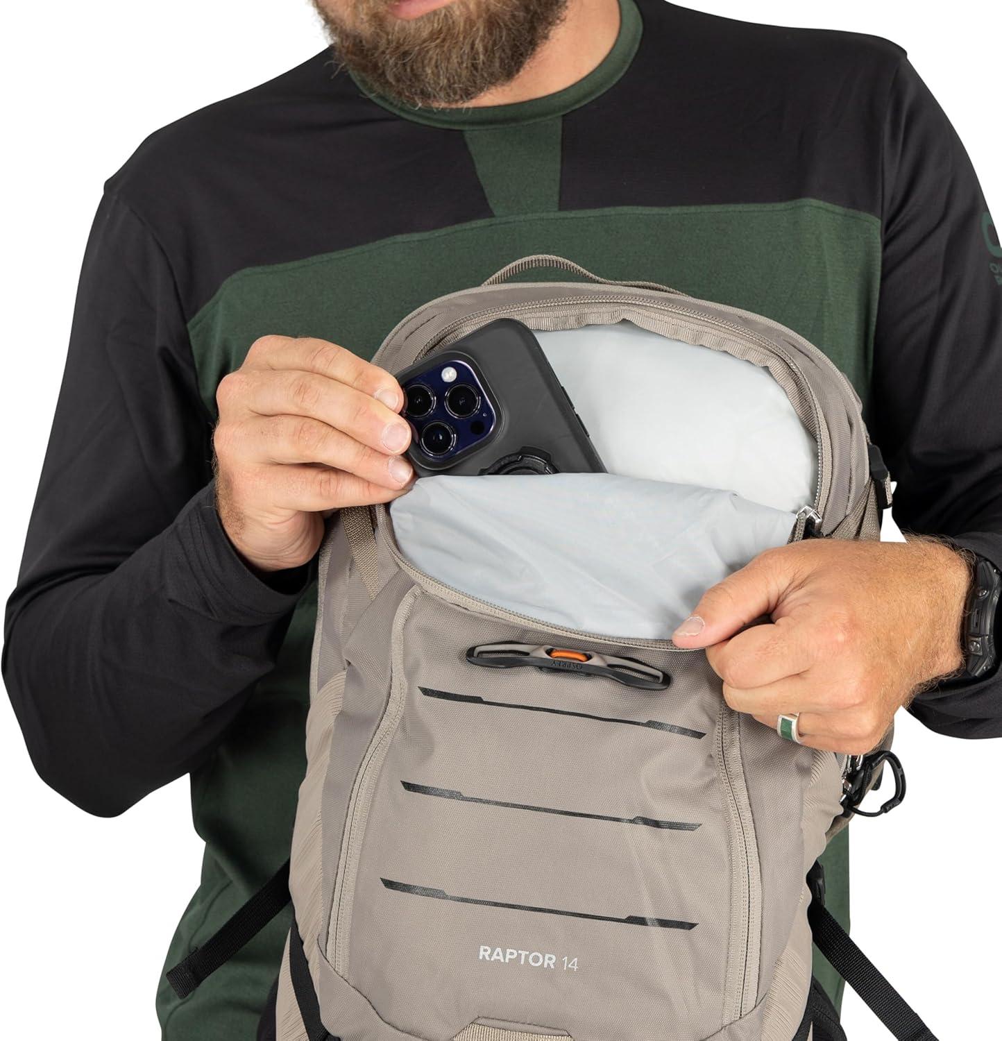 imageOsprey Raptor 14L Mens Mountain Biking Backpack with Hydraulics ReservoirTundra Green