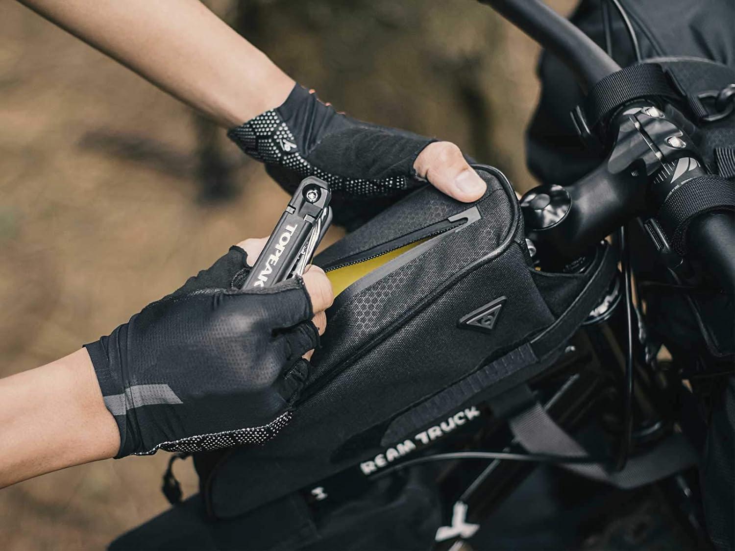 imageTopeak TBPTL1B Toploader Top Tube Head Tube 075 Liter Black Mount Bike Packing BagBlack