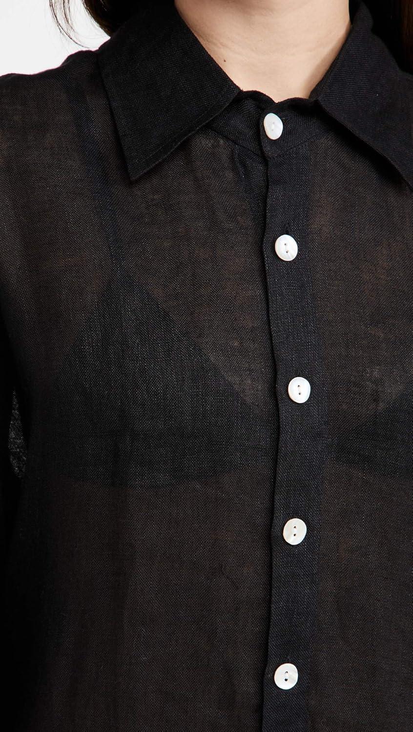 imageVitamin A Womens Swimwear Swimwear Playa Linen Boyfriend Shirt Swimsuit Cover UpBlack