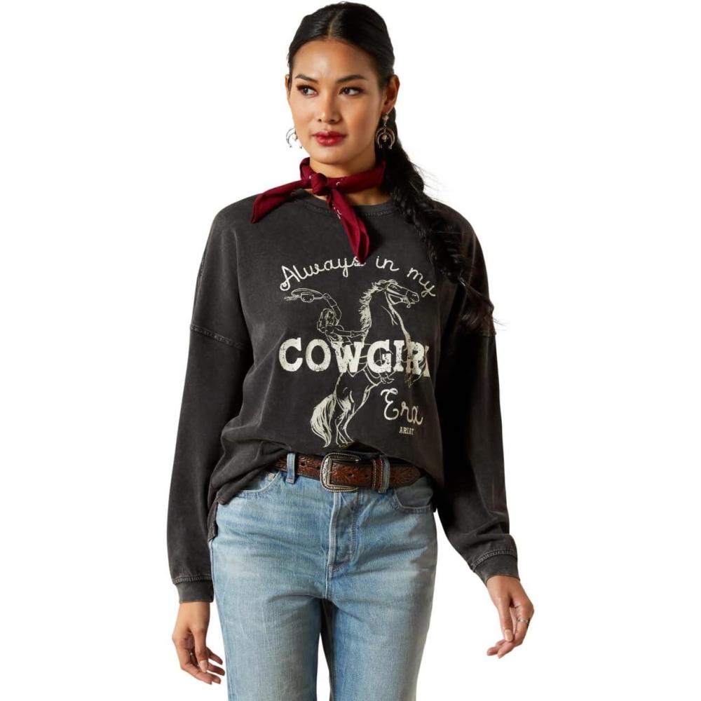 imageARIAT Womens Canvas Oversized TShirtBlack Mineral Wash