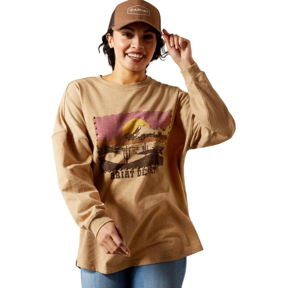 imageARIAT Womens Canvas Oversized TShirtDark Heather Oatmeal