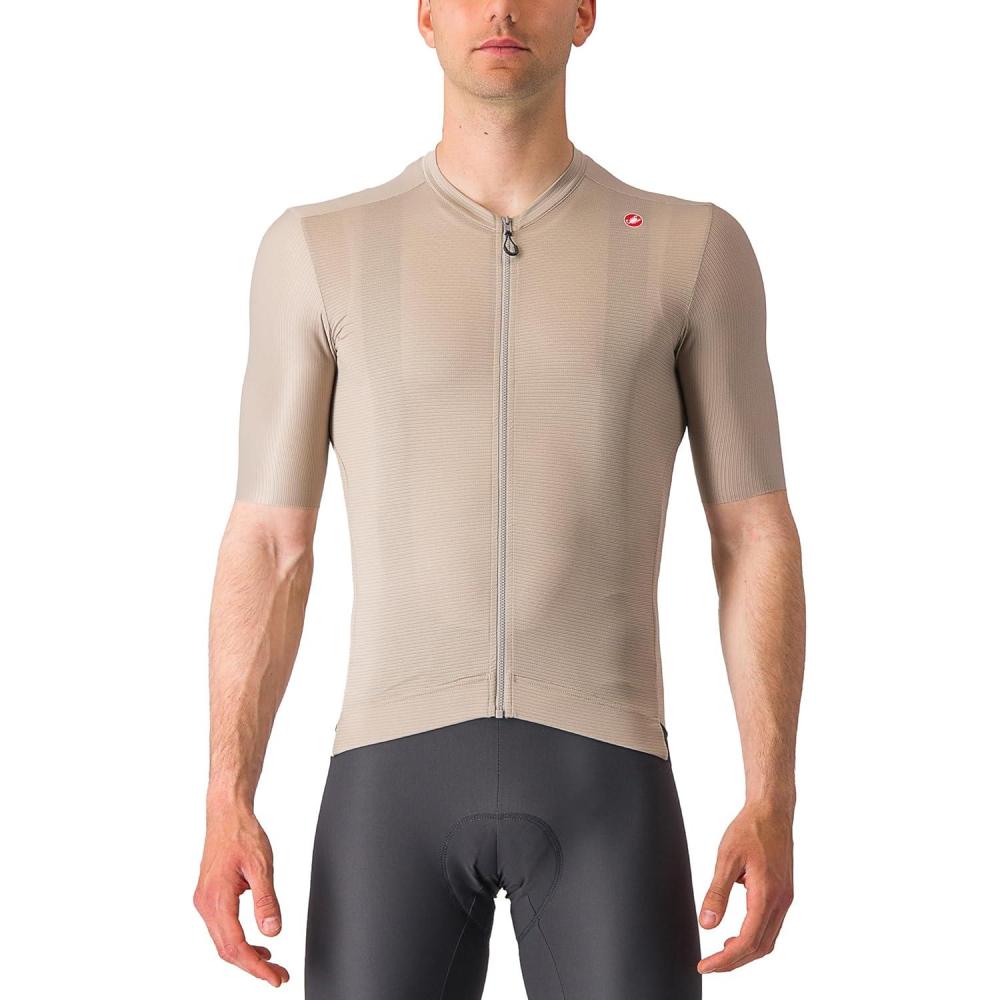 imageCASTELLI Mens Espresso Jersey Quarter Length Sleeve with Breathable Stretch Fabric for Gravel Cycling ampamp Road BikingClayBlack