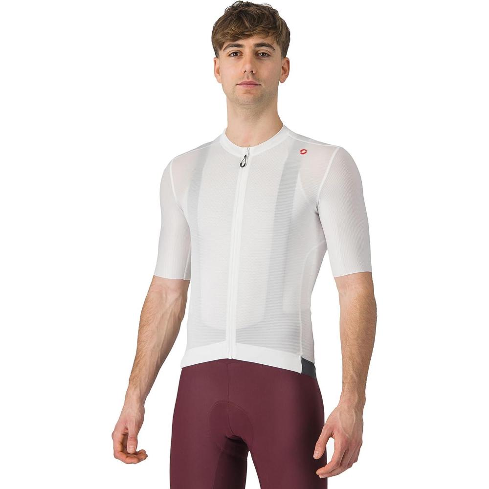 imageCASTELLI Mens Espresso Jersey Quarter Length Sleeve with Breathable Stretch Fabric for Gravel Cycling ampamp Road BikingIvoryDark Gray