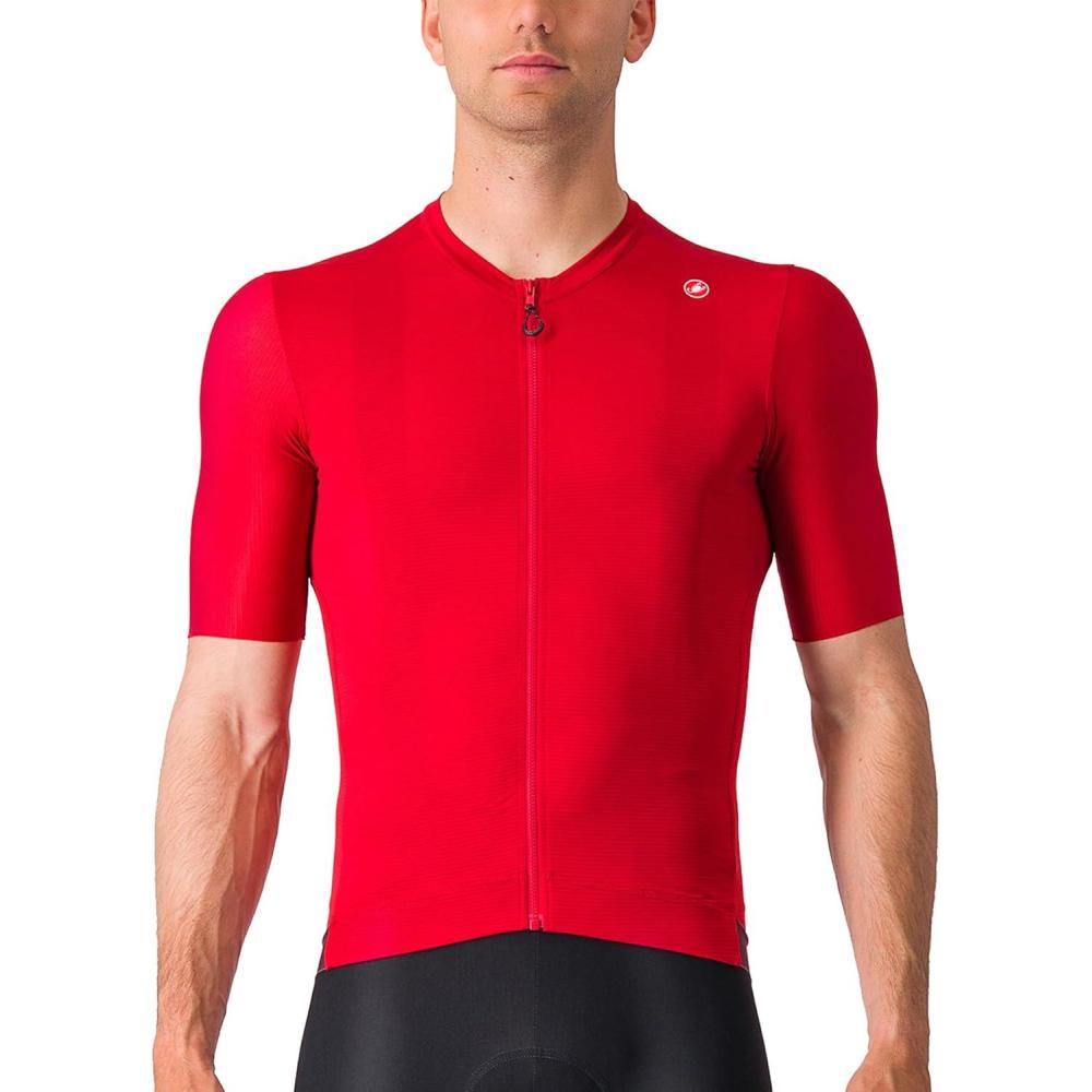 imageCASTELLI Mens Espresso Jersey Quarter Length Sleeve with Breathable Stretch Fabric for Gravel Cycling ampamp Road BikingRich RedDeep Bordeaux