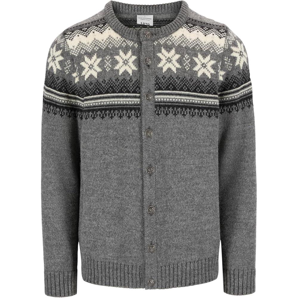imageDale of Norway Veafjord Masculine Cardigan  Men Cardigan Sweater  RegularFitSmoke Dark Charcoal Cream