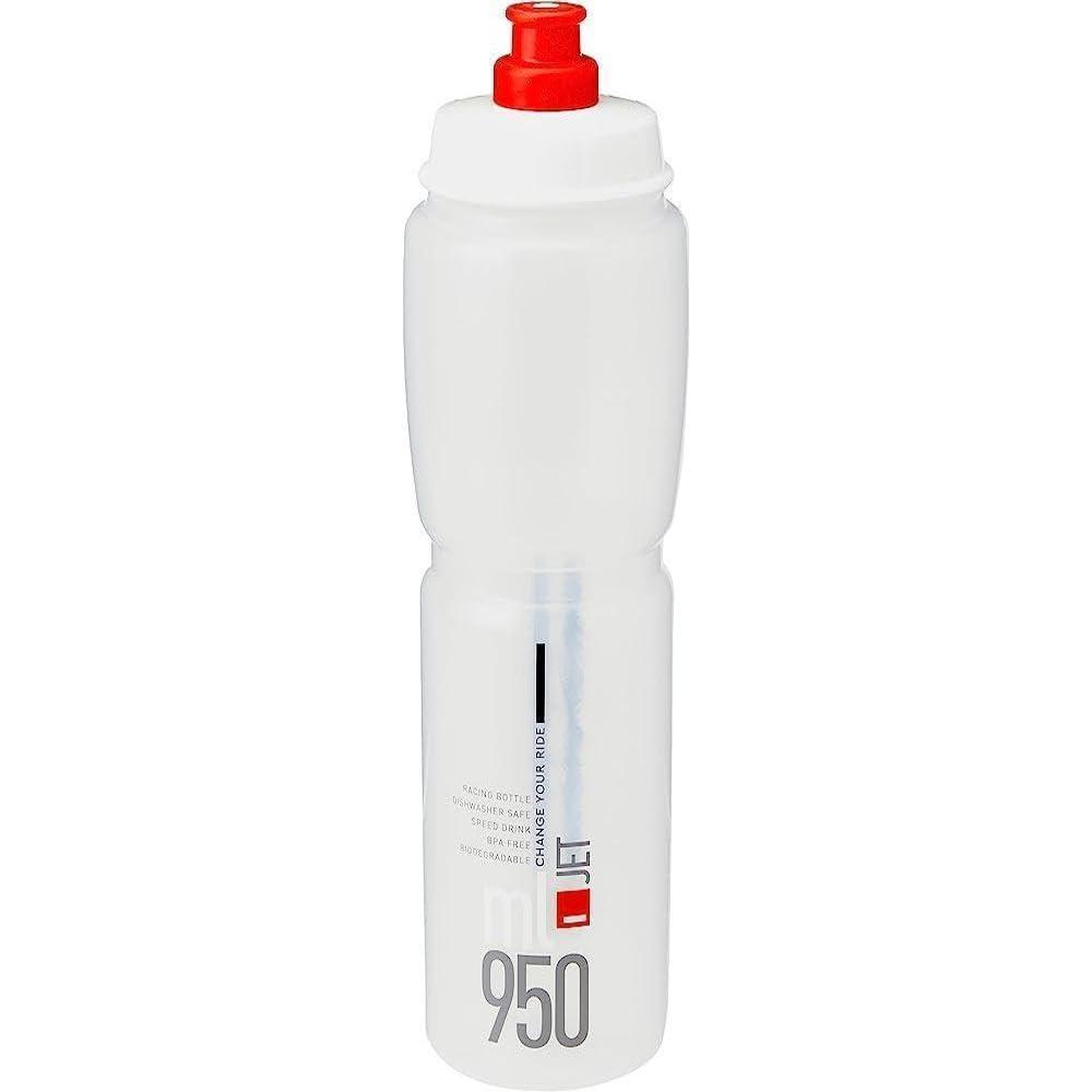 imageElite Jet Cycling Water Bottle 750ml Clear with Red Logo HighFlow Biodegradable BPAFreeClear with Red Logo 950ml