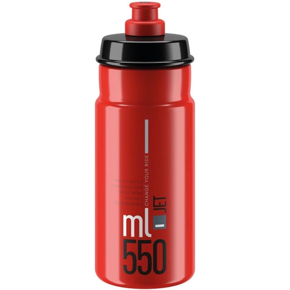 imageElite Jet Cycling Water Bottle 750ml Clear with Red Logo HighFlow Biodegradable BPAFreeRed with Grey Logo 550ml
