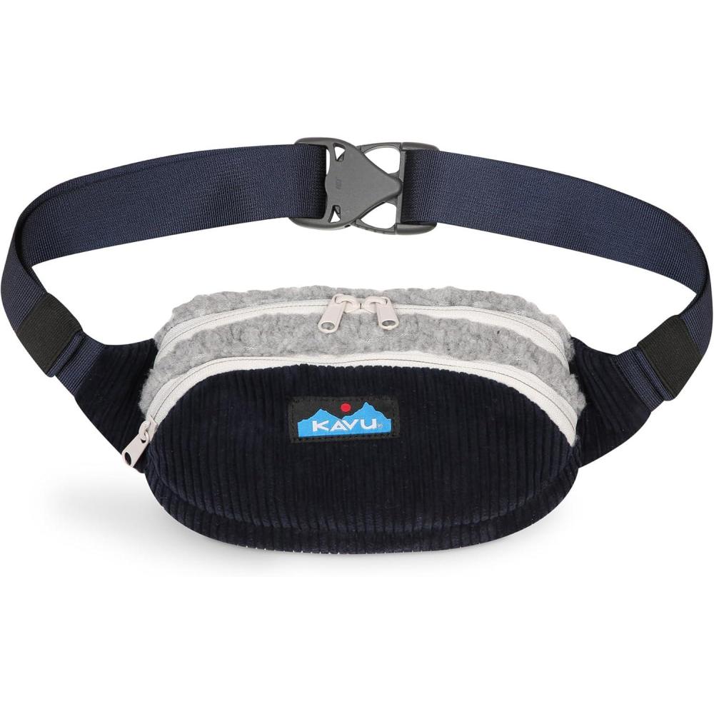 imageKAVU Snuggy Spectator Belt Bag Fleece Cord Hip Fanny PackBoulder Blue