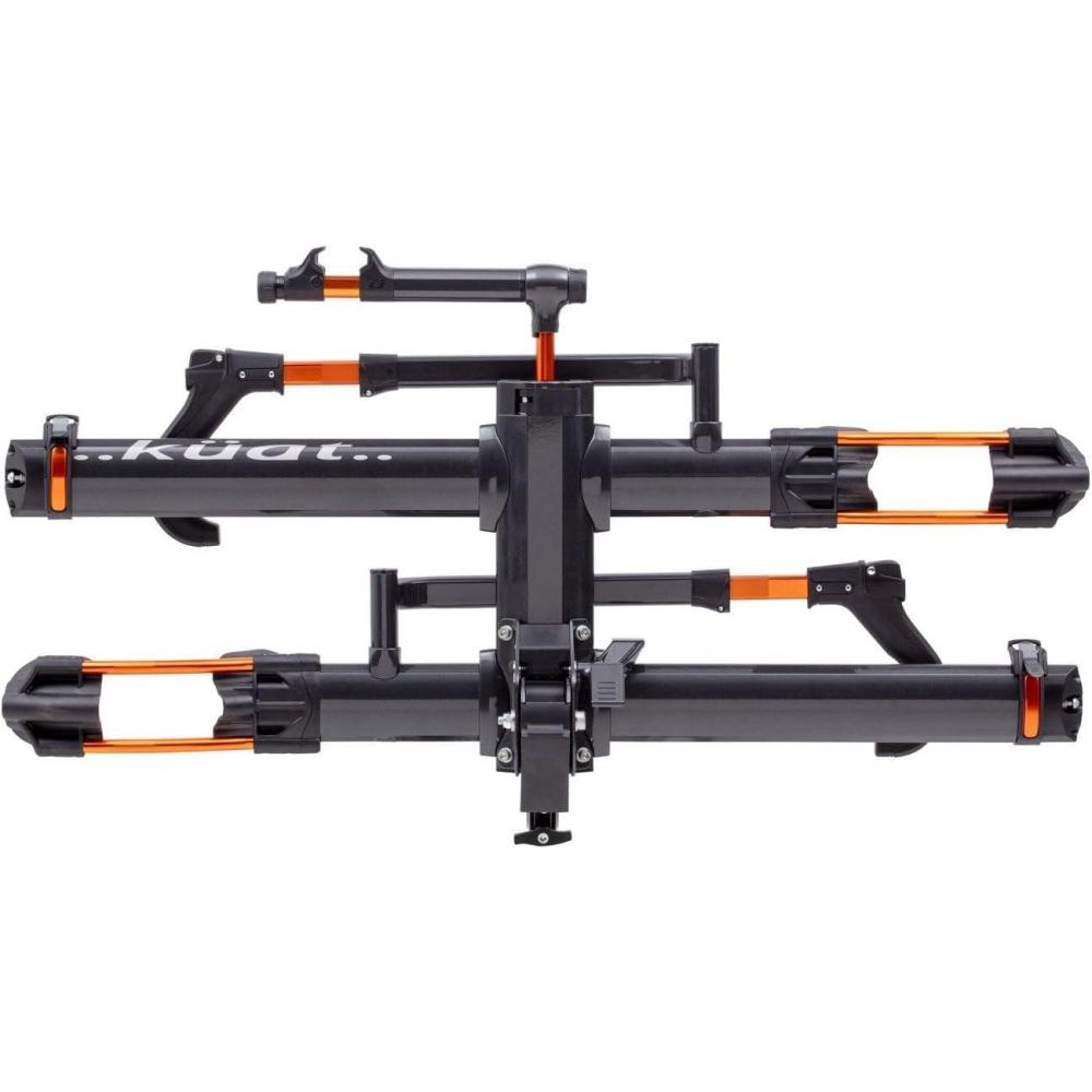 imageKUAT NV 20125quot  2Bike Hitch Rack  Robust 2Bike Rack with Trail Doc for Riders ampamp Cyclists  Rugged AllMetal Construction  EBike Compatible  Easy Installation  Built for The Long HaulGray MetallicOrange Anodize