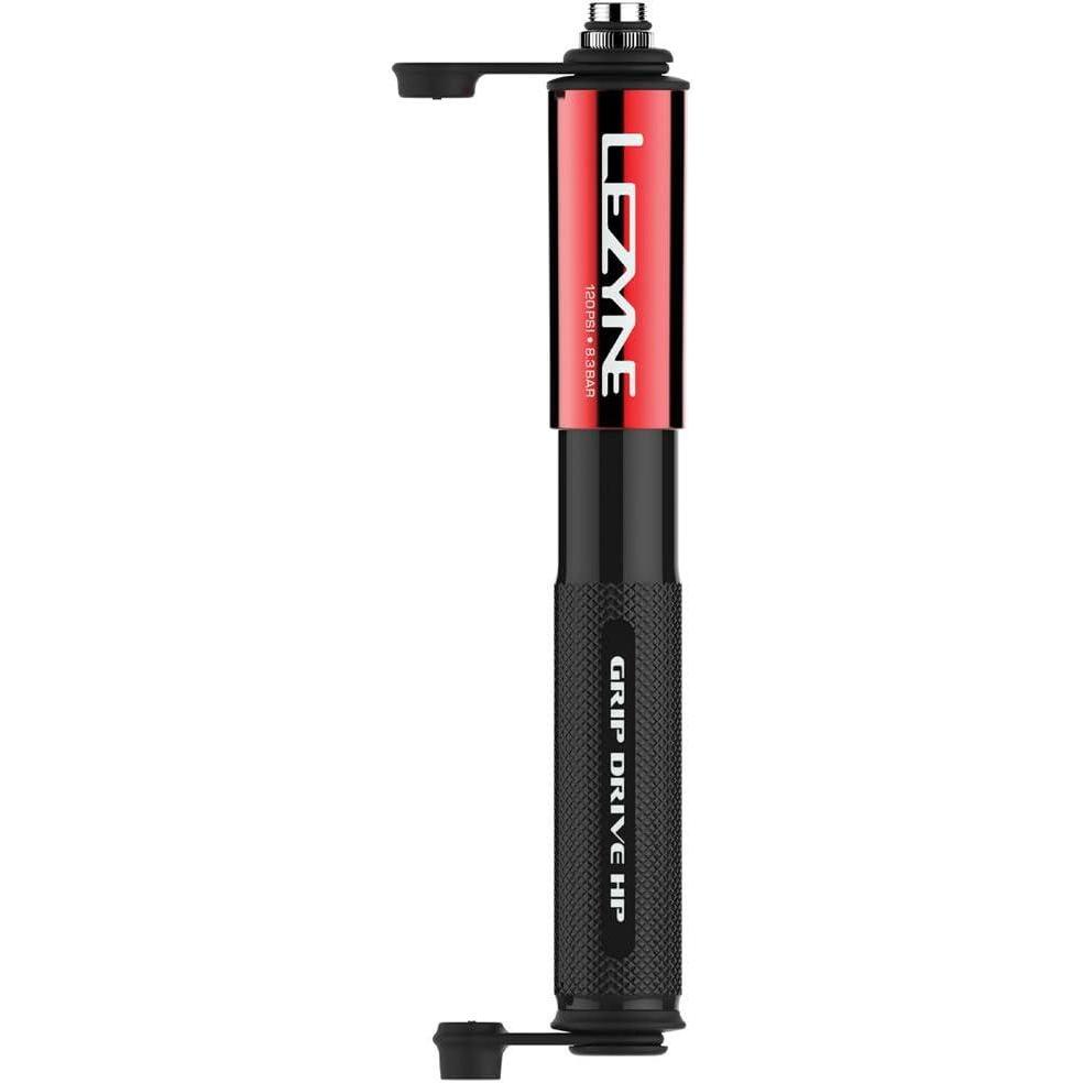 imageLezyne Grip Drive HP Bicycle Hand Pump ABS Flip Chuck 120PSI Road Gravel Bike Presta and Schrader Valve High PressureRed