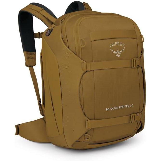 imageOsprey Sojourn Porter 46L Travel Backpack  CarryOn Compliant Luggage with StraightJacket Compression and Padded Laptop Sleeve  Durable Pack for International or Urban Travel BlackBrindle Brown