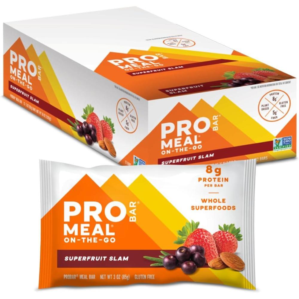imagePROBAR  MEAL Bar Chocolate Coconut NonGMO GlutenFree Healthy PlantBased WholeFood Ingredients Natural Energy 12 CountSuperfruit Slam