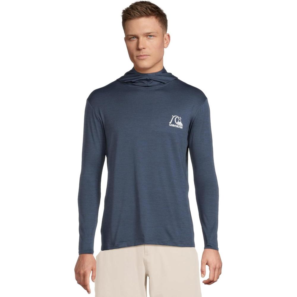 imageQuiksilver Mens DNA Logo Long Sleeve Hooded Surf TeeNavy Heather