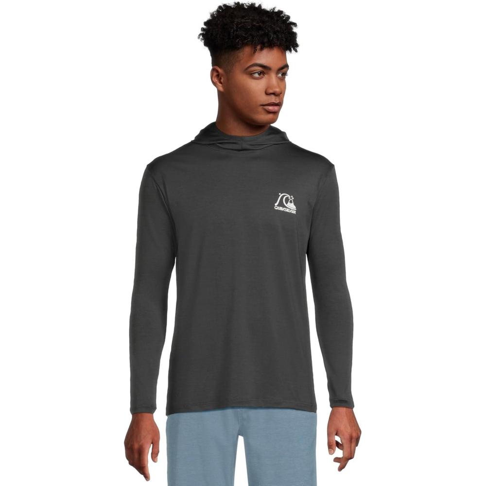 imageQuiksilver Mens DNA Logo Long Sleeve Hooded Surf TeePhantom Heather