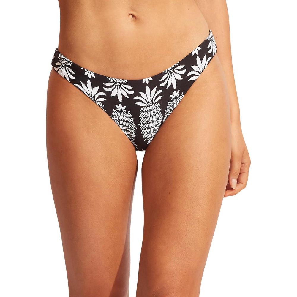 imageSeafolly Womens Standard Hipster Full Coverage Bikini Bottom SwimsuitCorsica Black