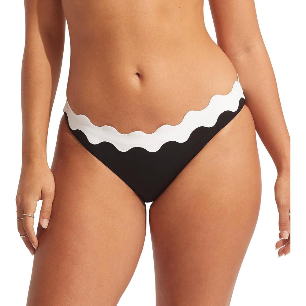 imageSeafolly Womens Standard Hipster Full Coverage Bikini Bottom SwimsuitGia Black