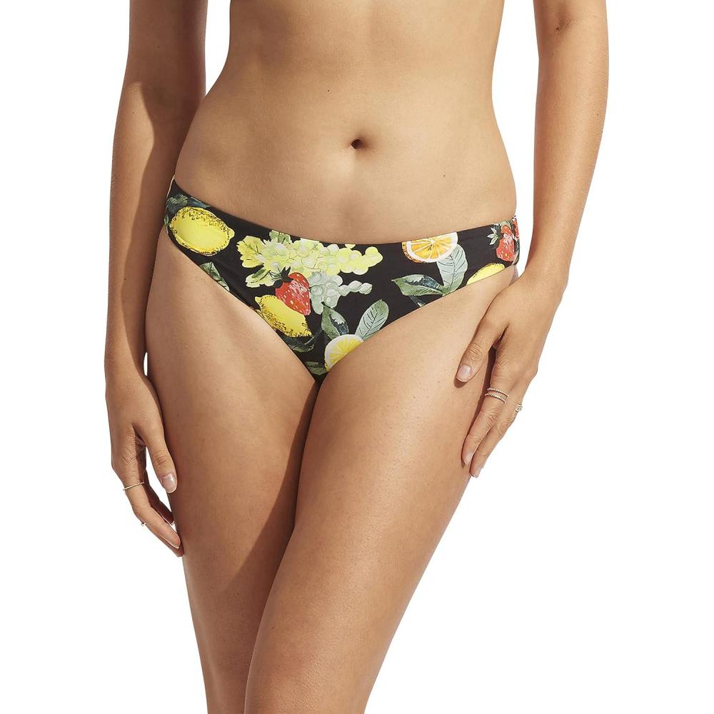 imageSeafolly Womens Standard Hipster Full Coverage Bikini Bottom SwimsuitLemoncello Black