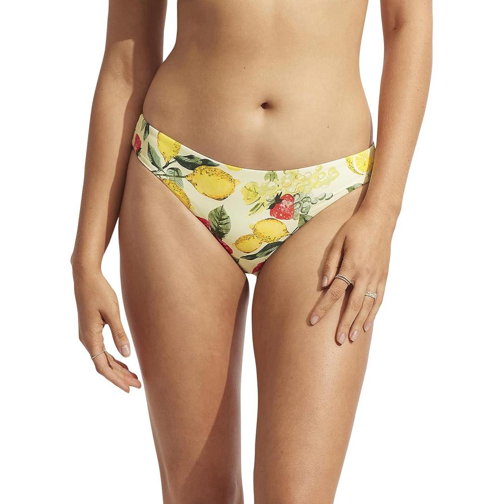 imageSeafolly Womens Standard Hipster Full Coverage Bikini Bottom SwimsuitLemoncello Lemoncello