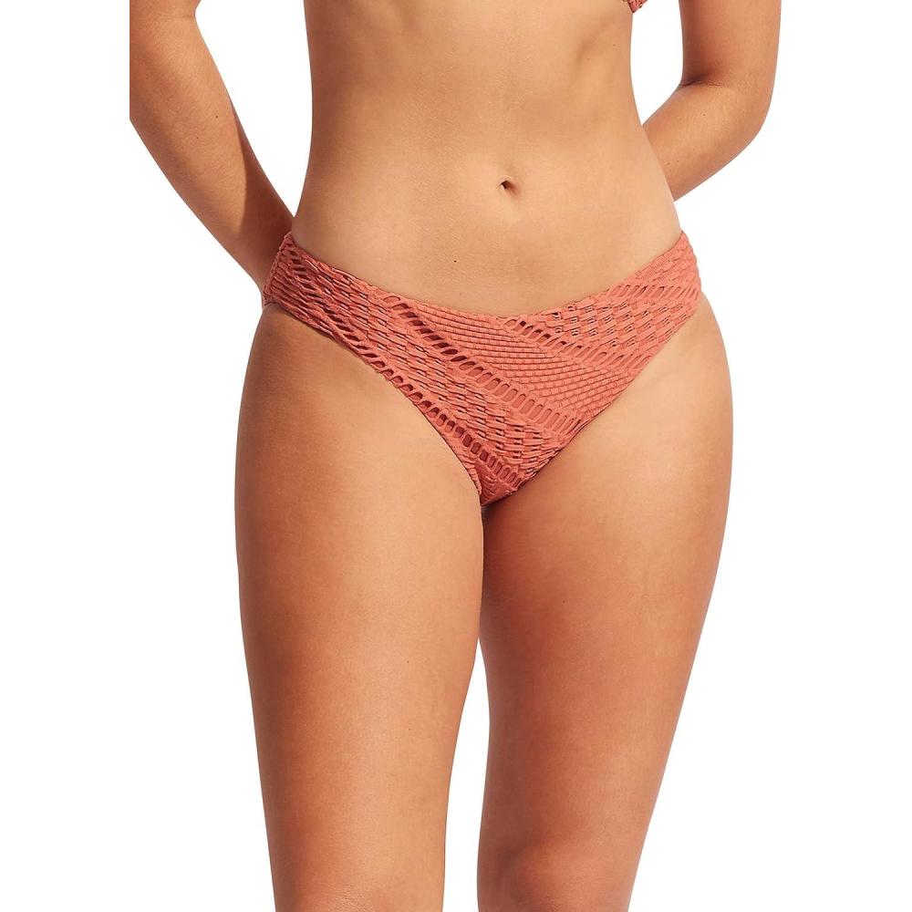 imageSeafolly Womens Standard Hipster Full Coverage Bikini Bottom SwimsuitMarrakesh Cinnamon