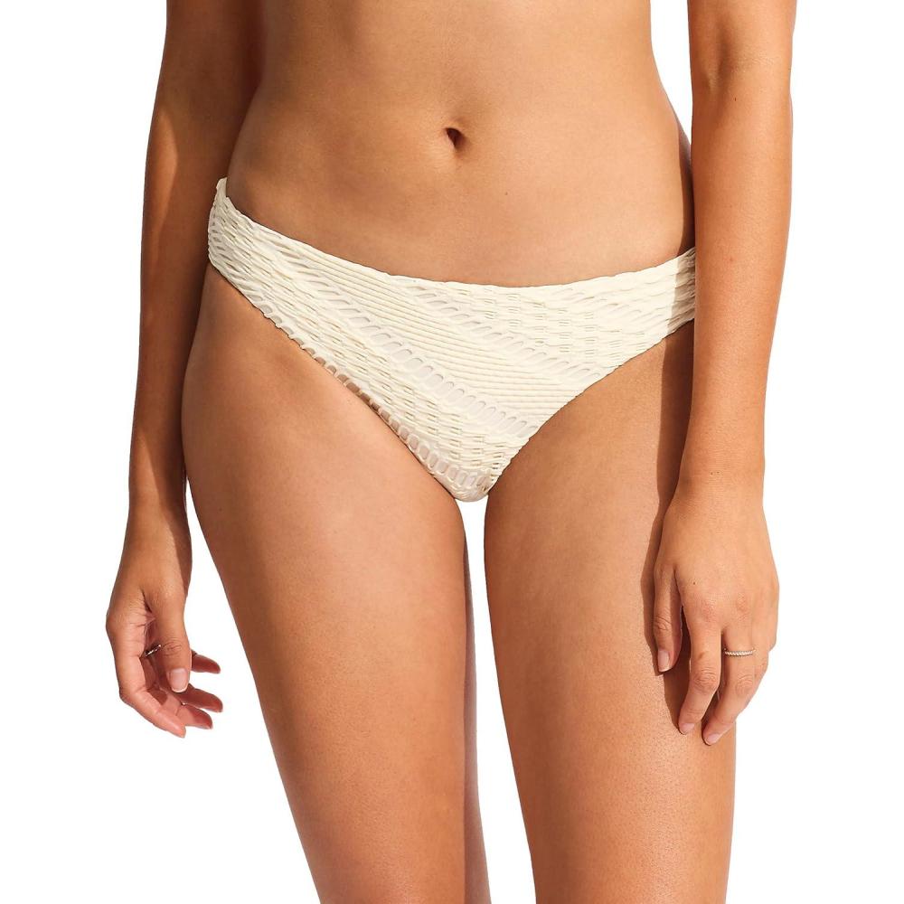 imageSeafolly Womens Standard Hipster Full Coverage Bikini Bottom SwimsuitMarrakesh Ecru