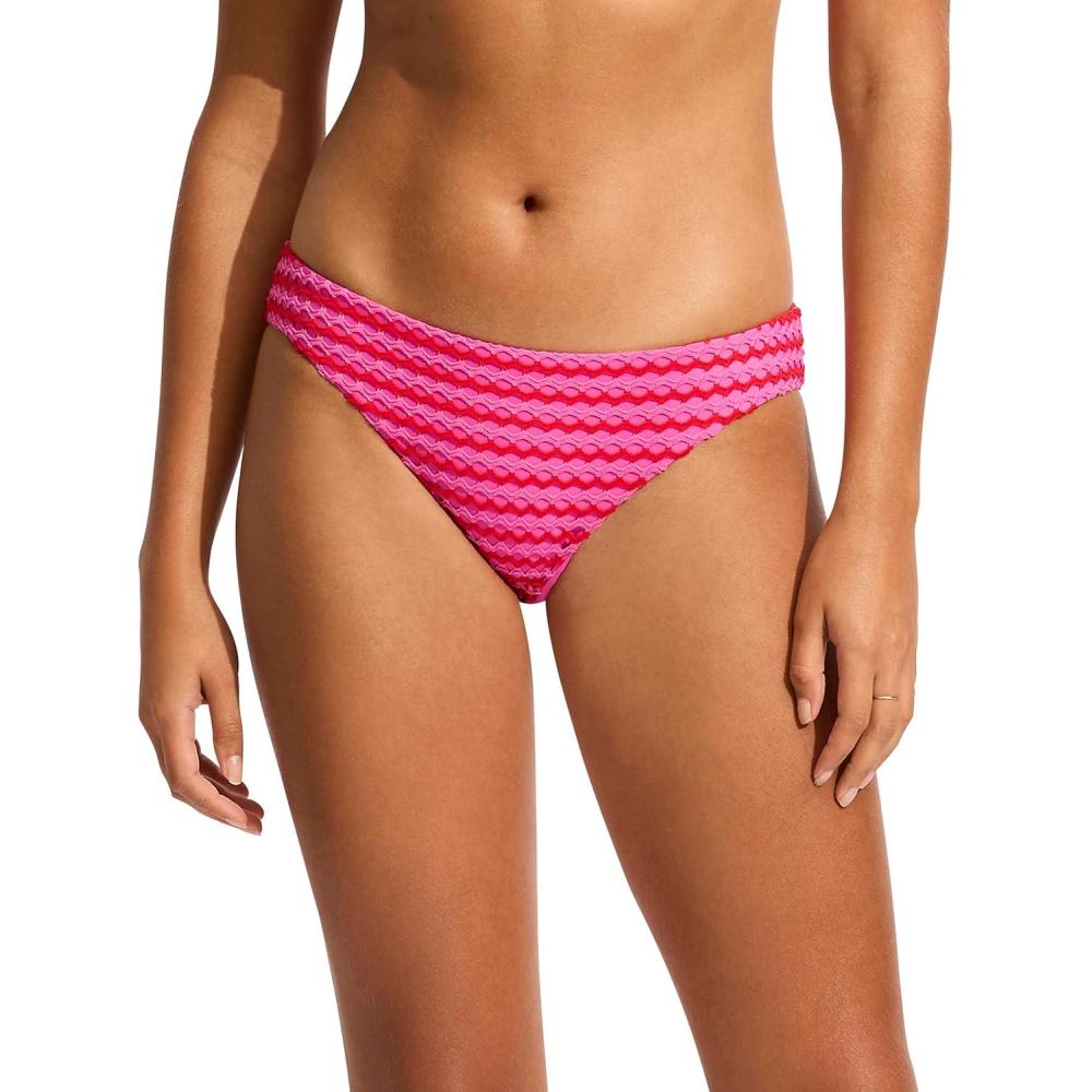 imageSeafolly Womens Standard Hipster Full Coverage Bikini Bottom SwimsuitMesh Effect Chilli Red