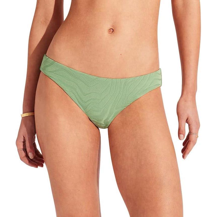 imageSeafolly Womens Standard Hipster Full Coverage Bikini Bottom SwimsuitSecond Wave Palm Green