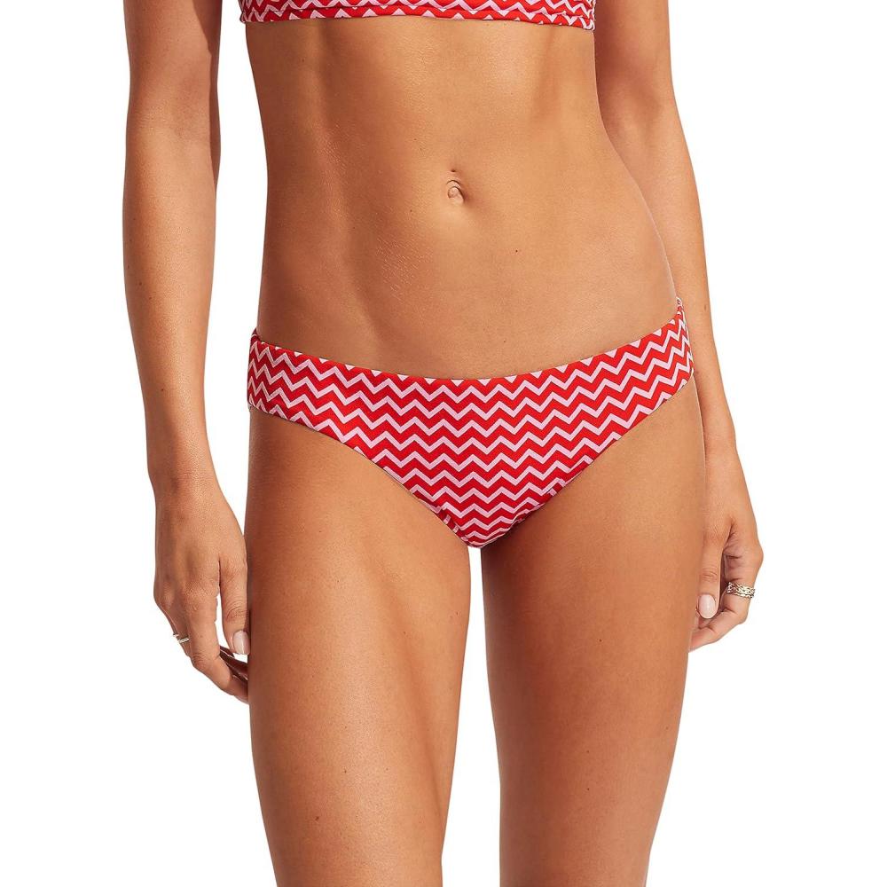 imageSeafolly Womens Standard Hipster Full Coverage Bikini Bottom SwimsuitSienna Chilli Red