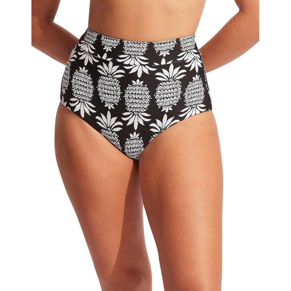 imageSeafolly Womens Standard Hipster Full Coverage Bikini Bottom SwimsuitSummer Salt Black