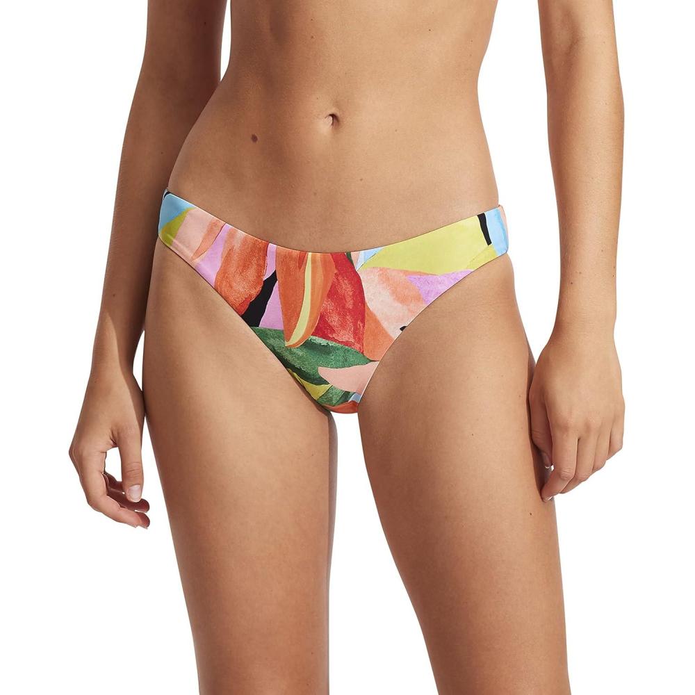 imageSeafolly Womens Standard Hipster Full Coverage Bikini Bottom SwimsuitTropfest Aquamarine