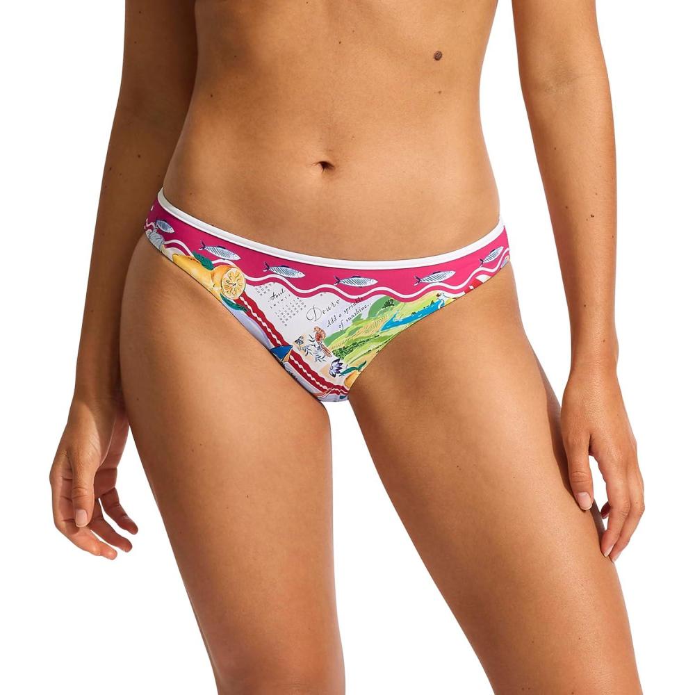 imageSeafolly Womens Standard Hipster Full Coverage Bikini Bottom SwimsuitWish You Were Here Fuchsia Rose