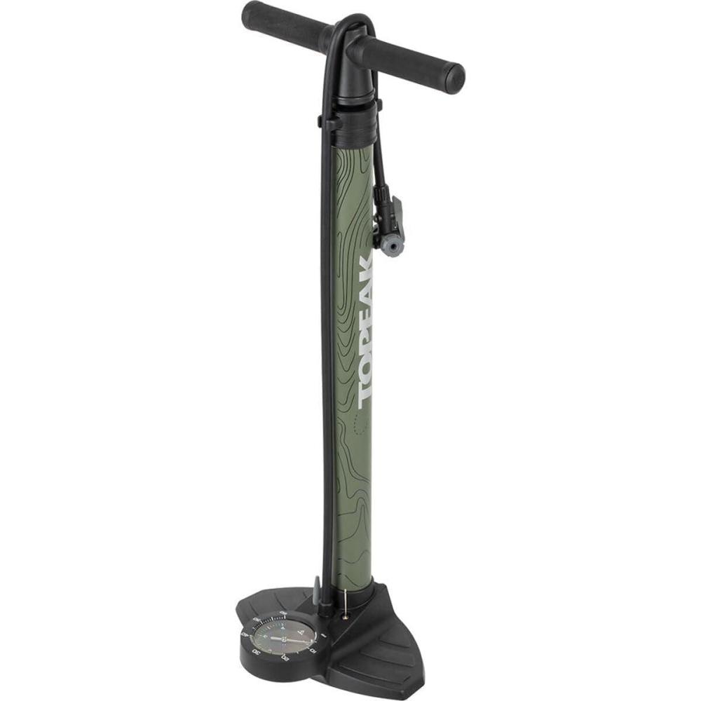 imageTopeak JoeBlow Mountain II Floor Pump  HighVolume Steel Barrel TwinHead for PrestaSchraderDunlop Valves 35 Analog Gauge 60 PSI Max Air Release Button BallBladder Adapters IncludedMountain II