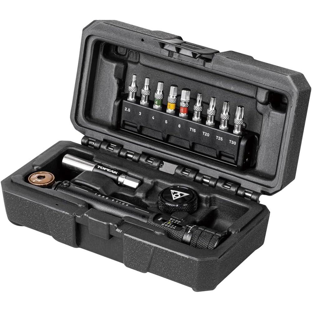 imageTopeak Torq Stick Pro 420 Nm Tool Box wTorqStick 420nm mini Ratchet Tool Finger bit Holder Speed Sleeve bit Holder 18 Tool bits 420Nm 18 Tool Bits210Nm 9 Tool Bits