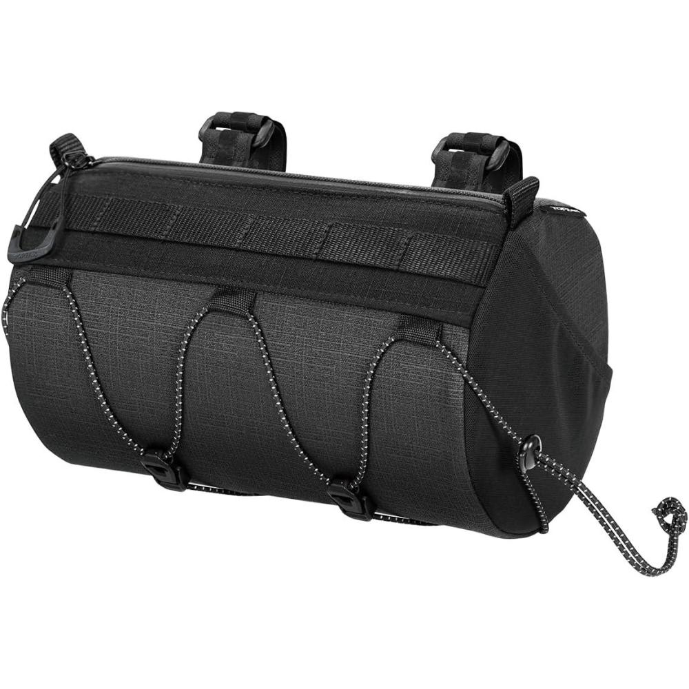 imageTopeak Tubular BarBag Black 38L Handlebar Duffel Bag for City ampamp Trail Rides WaterRepellent 600D Polyester EasyAccess Zipper Lightweight 258g Fits 3055mm BarsMedium