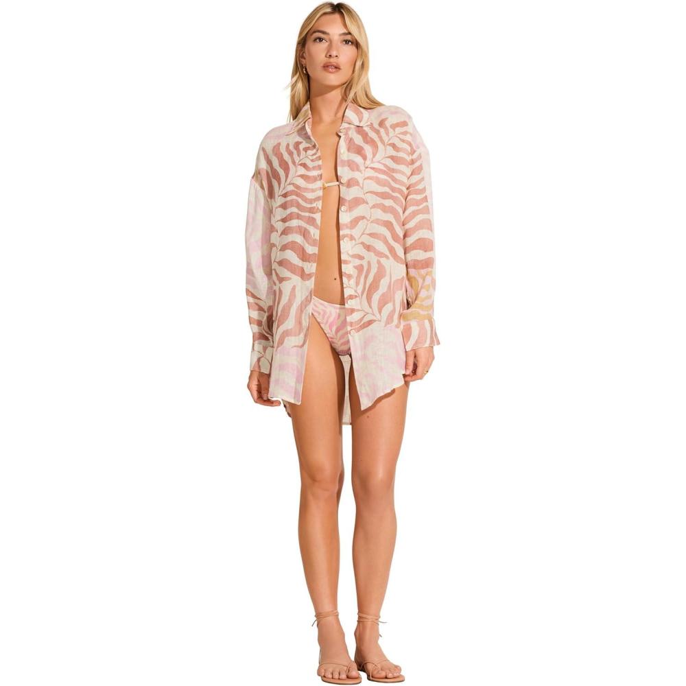 imageVitamin A Womens Swimwear Swimwear Playa Linen Boyfriend Shirt Swimsuit Cover UpGold Coast Ecolinen