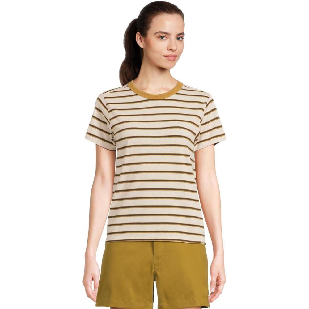 imageprAna Womens Cozy Up Ss CrewRetro Olive Stripe