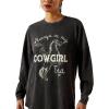 ARIAT Womens Canvas Oversized T-Shirt(Black Mineral Wash)