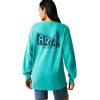 ARIAT Womens Canvas Oversized T-Shirt(Blue Turquoise)