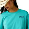 ARIAT Womens Canvas Oversized T-Shirt(Blue Turquoise)
