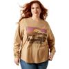 ARIAT Womens Canvas Oversized T-Shirt(Dark Heather Oatmeal)