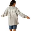 ARIAT Womens Canvas Oversized T-Shirt(Heather Grey)