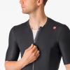 CASTELLI Men’s Espresso Jersey, Quarter Length Sleeve with Breathable Stretch Fabric for Gravel, Cycling & Road Biking(Light Black/Dark Gray)