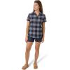 Flylow Women’s Anderson Shirt – Plaid Button-Up Short-Sleeve Shirt for Mountain Biking & Casual Wear(Night/Mist Plaid)