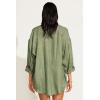 Vitamin A Women’s Swimwear Swimwear Playa Linen Boyfriend Shirt Swimsuit Cover Up(Agave)
