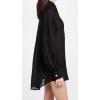 Vitamin A Women’s Swimwear Swimwear Playa Linen Boyfriend Shirt Swimsuit Cover Up(Black)