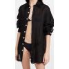 Vitamin A Women’s Swimwear Swimwear Playa Linen Boyfriend Shirt Swimsuit Cover Up(Black)