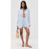 Vitamin A Women’s Swimwear Swimwear Playa Linen Boyfriend Shirt Swimsuit Cover Up(Celeste)