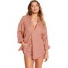 Vitamin A Women’s Swimwear Swimwear Playa Linen Boyfriend Shirt Swimsuit Cover Up(Desert)