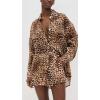Vitamin A Women’s Swimwear Swimwear Playa Linen Boyfriend Shirt Swimsuit Cover Up(Luxe Leopard)