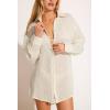 Vitamin A Women’s Swimwear Swimwear Playa Linen Boyfriend Shirt Swimsuit Cover Up(Oat Ecolinen)